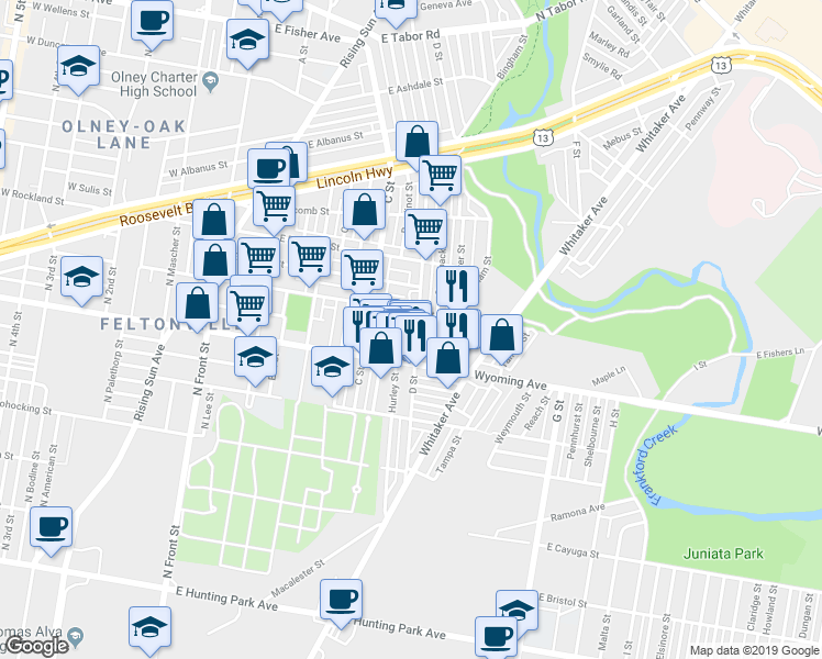 map of restaurants, bars, coffee shops, grocery stores, and more near 436 East Mentor Street in Philadelphia