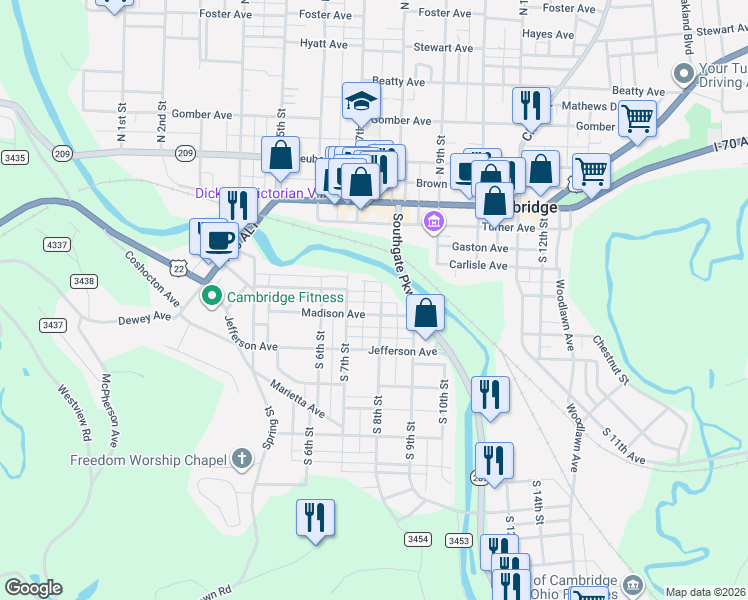 map of restaurants, bars, coffee shops, grocery stores, and more near 338 South 8th Street in Cambridge