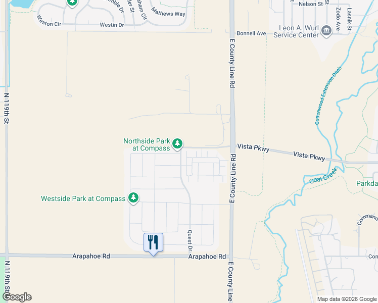 map of restaurants, bars, coffee shops, grocery stores, and more near 1558 Quest Drive in Erie