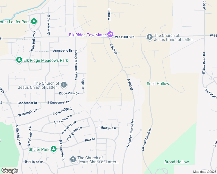 map of restaurants, bars, coffee shops, grocery stores, and more near 831 North Emery Lane in Elk Ridge