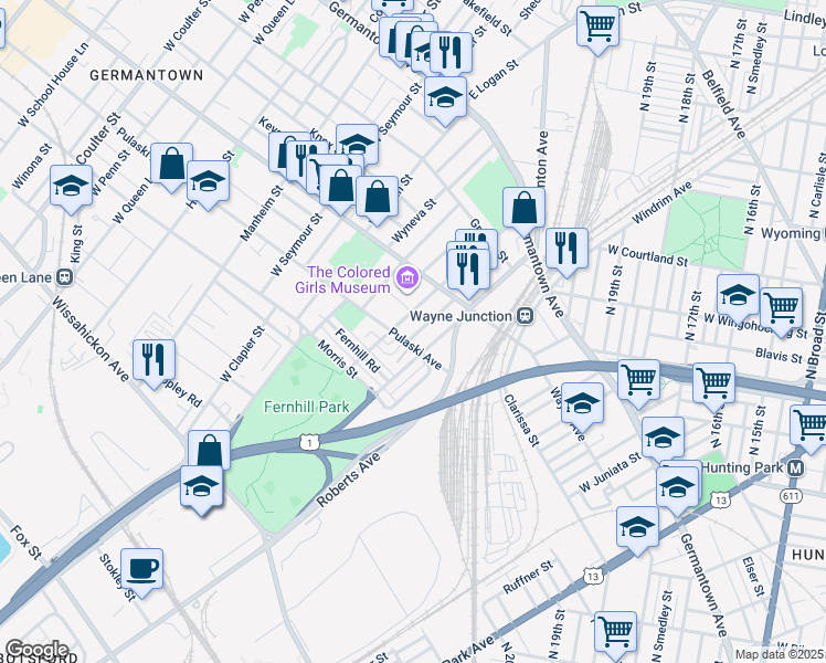 map of restaurants, bars, coffee shops, grocery stores, and more near 267 Zeralda Street in Philadelphia