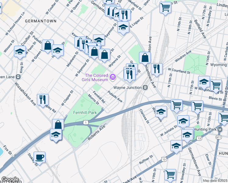map of restaurants, bars, coffee shops, grocery stores, and more near 267 Zeralda Street in Philadelphia