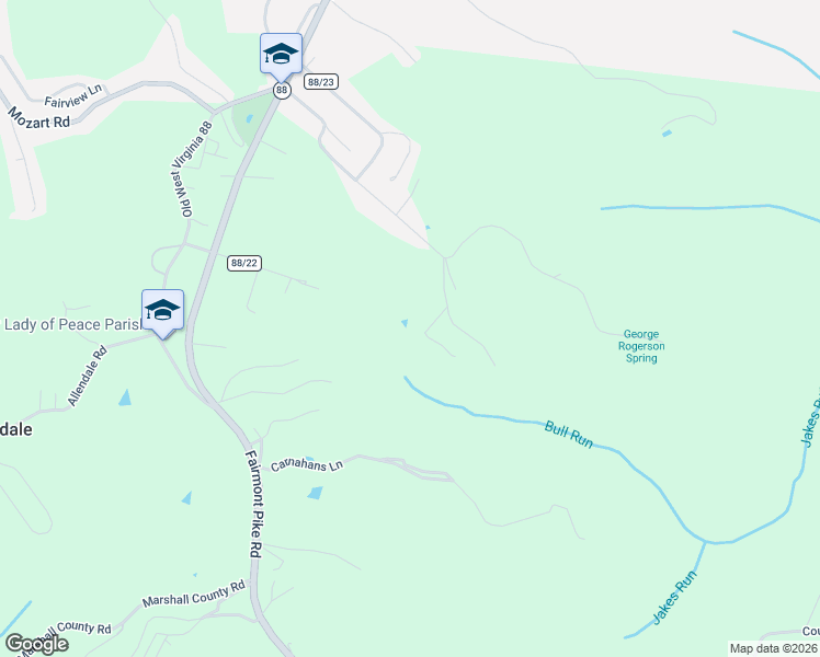 map of restaurants, bars, coffee shops, grocery stores, and more near 300-398 Westwind Drive in Wheeling