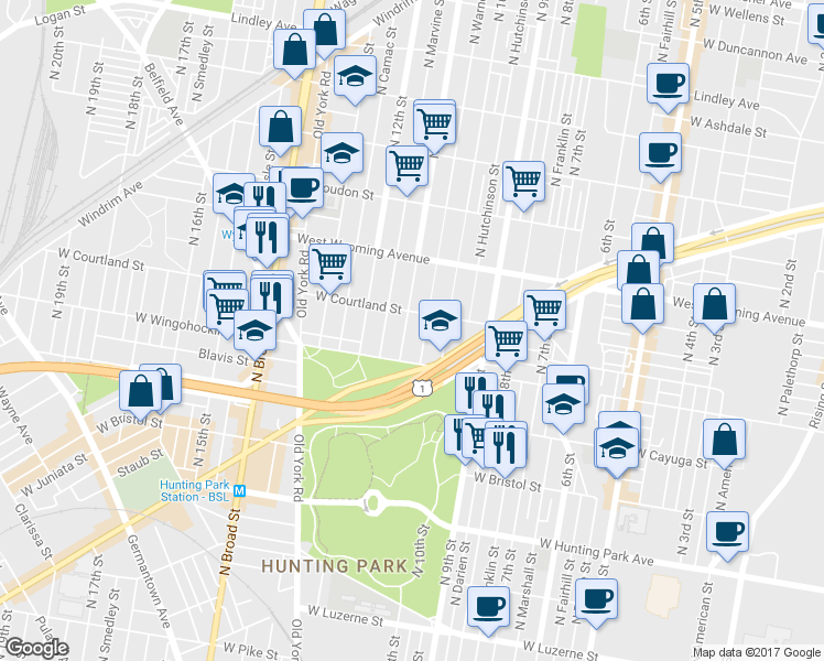 map of restaurants, bars, coffee shops, grocery stores, and more near 4531 North 11th Street in Philadelphia