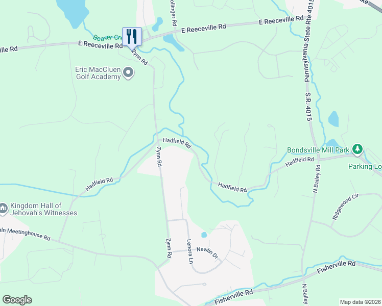 map of restaurants, bars, coffee shops, grocery stores, and more near 320 Hadfield Road in Downingtown
