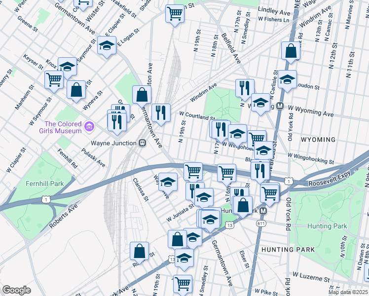 map of restaurants, bars, coffee shops, grocery stores, and more near 4436 North Gratz Street in Philadelphia