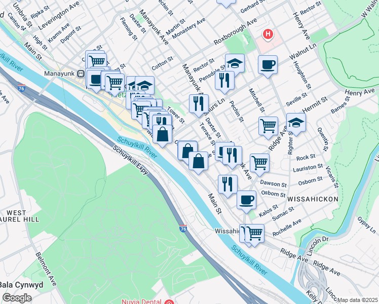 map of restaurants, bars, coffee shops, grocery stores, and more near 4003 Cresson Street in Philadelphia