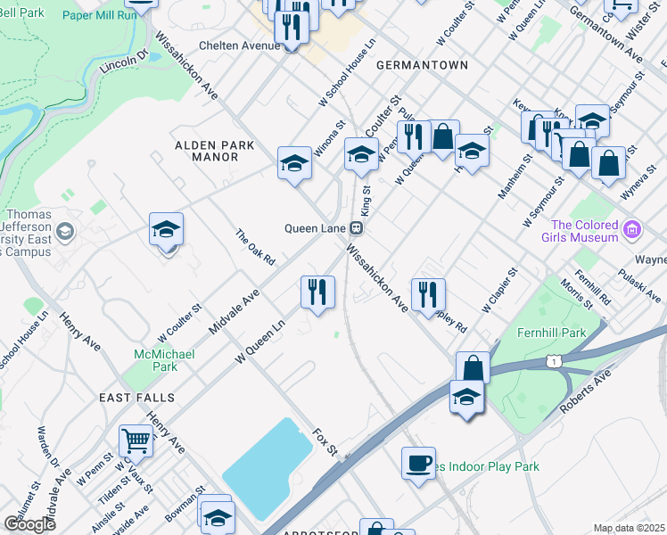 map of restaurants, bars, coffee shops, grocery stores, and more near in Philadelphia