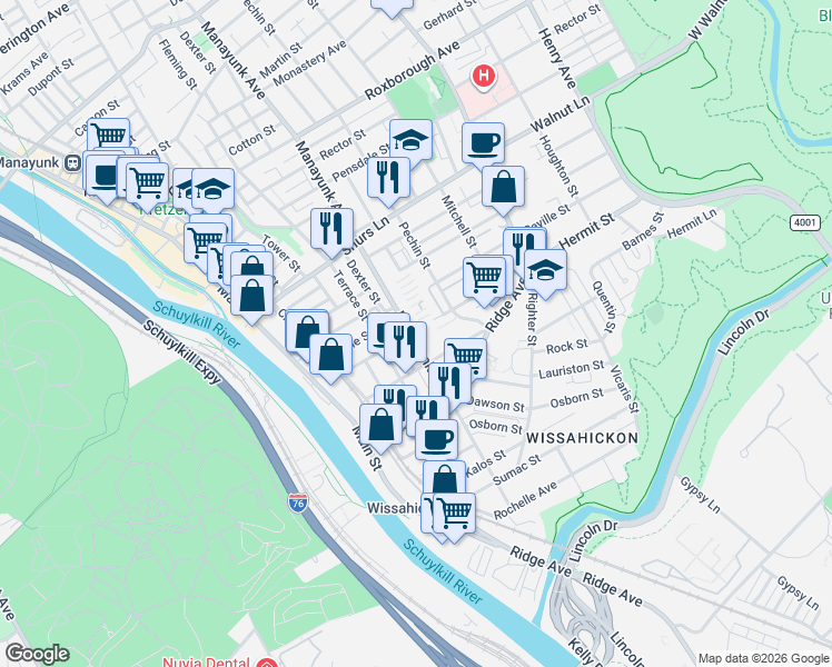 map of restaurants, bars, coffee shops, grocery stores, and more near in Philadelphia