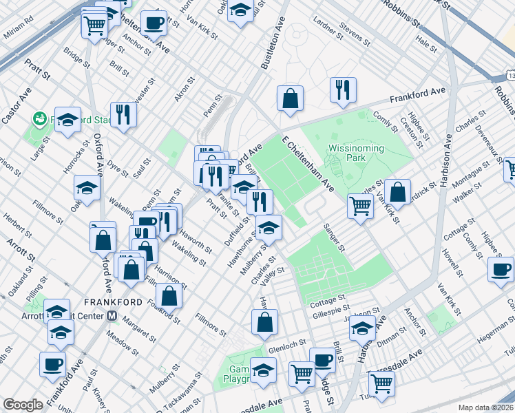 map of restaurants, bars, coffee shops, grocery stores, and more near in Philadelphia