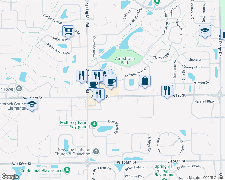 map of restaurants, bars, coffee shops, grocery stores, and more near 150 West 161st Street in Westfield