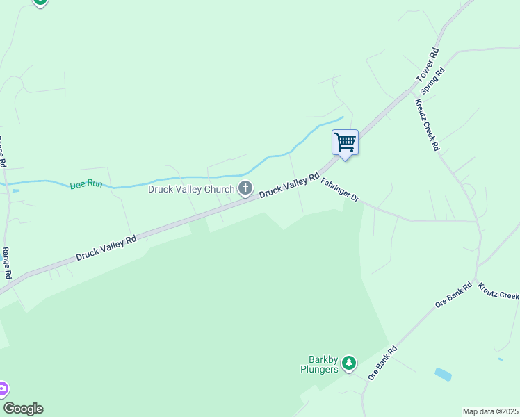map of restaurants, bars, coffee shops, grocery stores, and more near 4510 Druck Valley Rd in York
