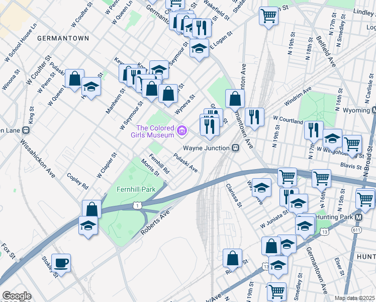 map of restaurants, bars, coffee shops, grocery stores, and more near 251 Zeralda Street in Philadelphia