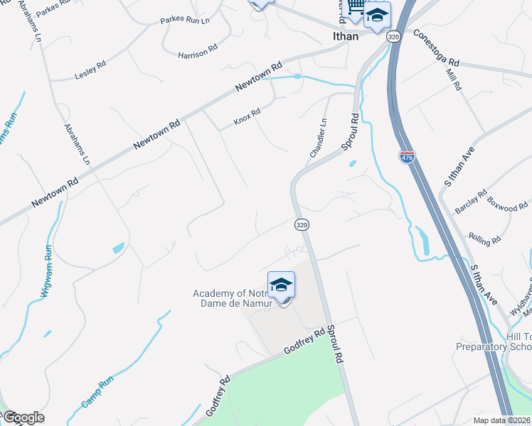 map of restaurants, bars, coffee shops, grocery stores, and more near 712 Campwoods Road in Villanova
