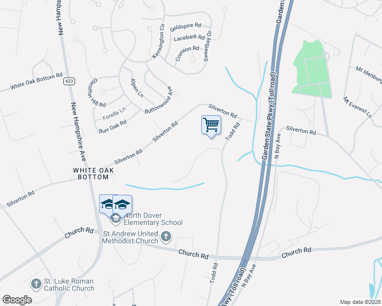 map of restaurants, bars, coffee shops, grocery stores, and more near 1574 Beaver Hollow Drive in Toms River