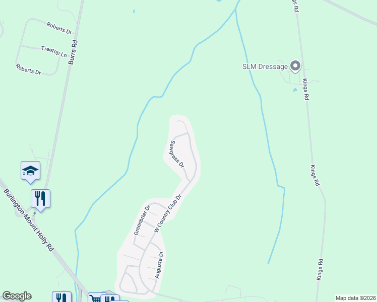 map of restaurants, bars, coffee shops, grocery stores, and more near 444 West Country Club Drive in Westampton