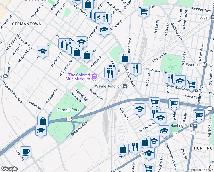 map of restaurants, bars, coffee shops, grocery stores, and more near 211 Berkley Street in Philadelphia