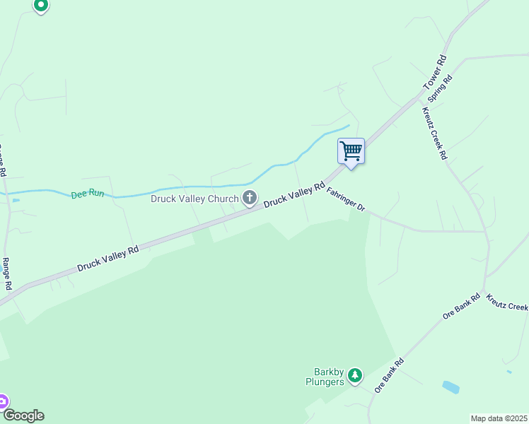 map of restaurants, bars, coffee shops, grocery stores, and more near 4510 Druck Valley Road in York