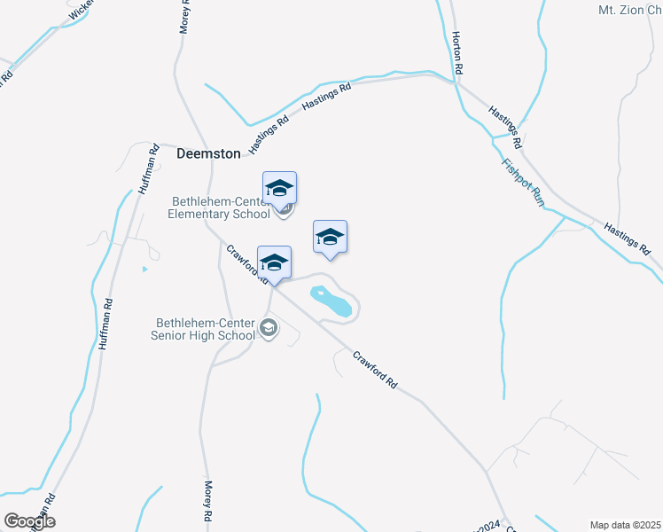 map of restaurants, bars, coffee shops, grocery stores, and more near 136 Crawford Road in Fredericktown