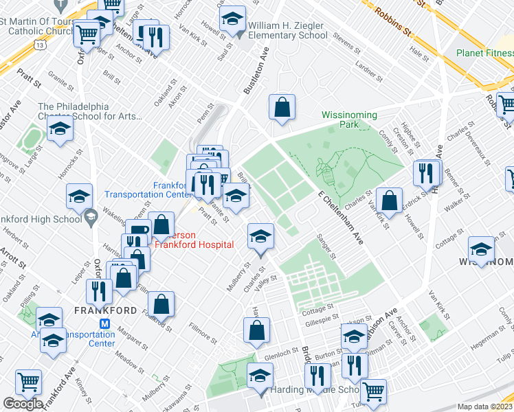 map of restaurants, bars, coffee shops, grocery stores, and more near 5339 Hedge Street in Philadelphia