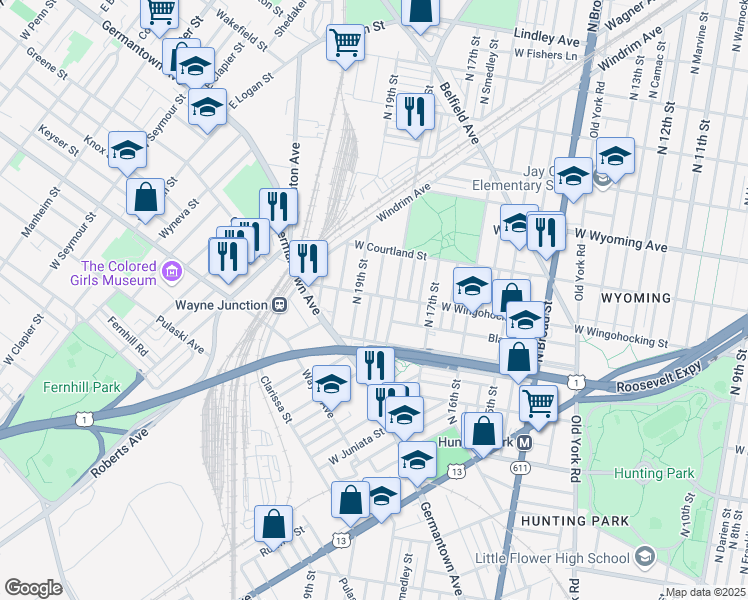 map of restaurants, bars, coffee shops, grocery stores, and more near 4465 North Gratz Street in Philadelphia