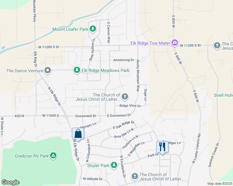 map of restaurants, bars, coffee shops, grocery stores, and more near 898 Burke Lane in Elk Ridge