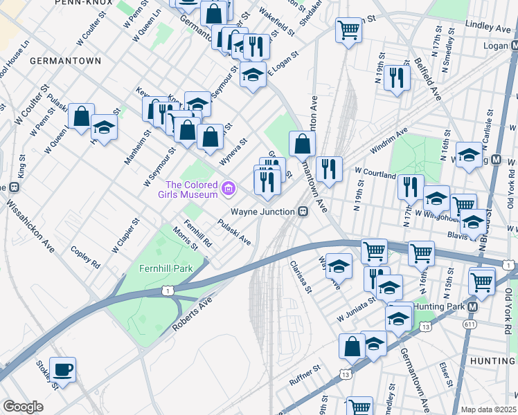 map of restaurants, bars, coffee shops, grocery stores, and more near in Philadelphia