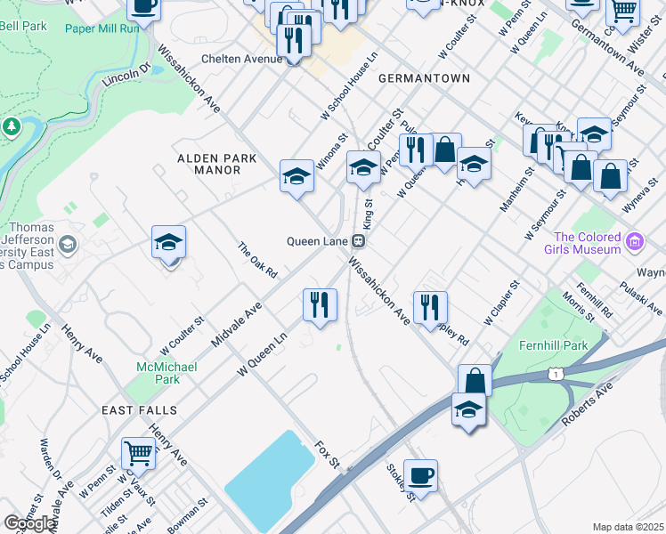 map of restaurants, bars, coffee shops, grocery stores, and more near in Philadelphia
