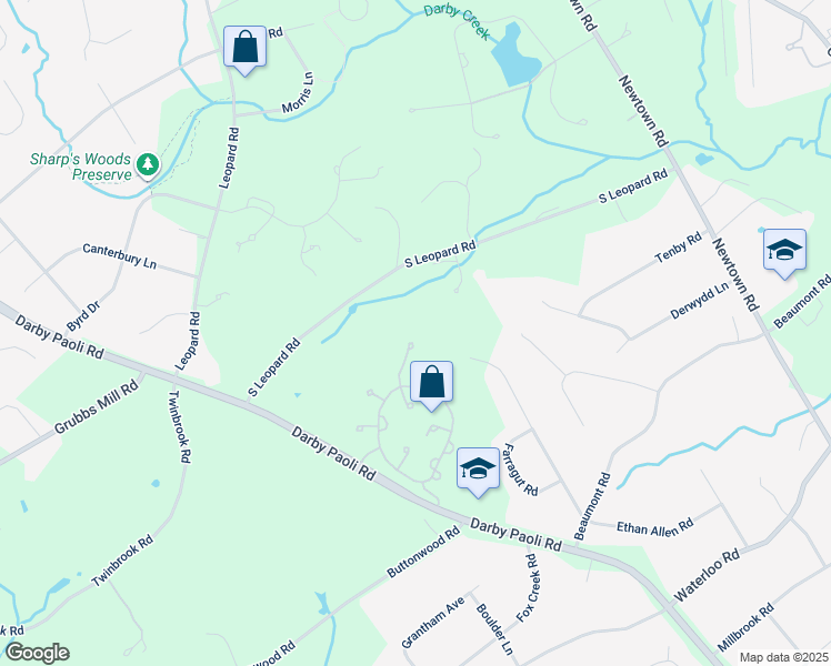 map of restaurants, bars, coffee shops, grocery stores, and more near 130 Piqua Circle in Berwyn
