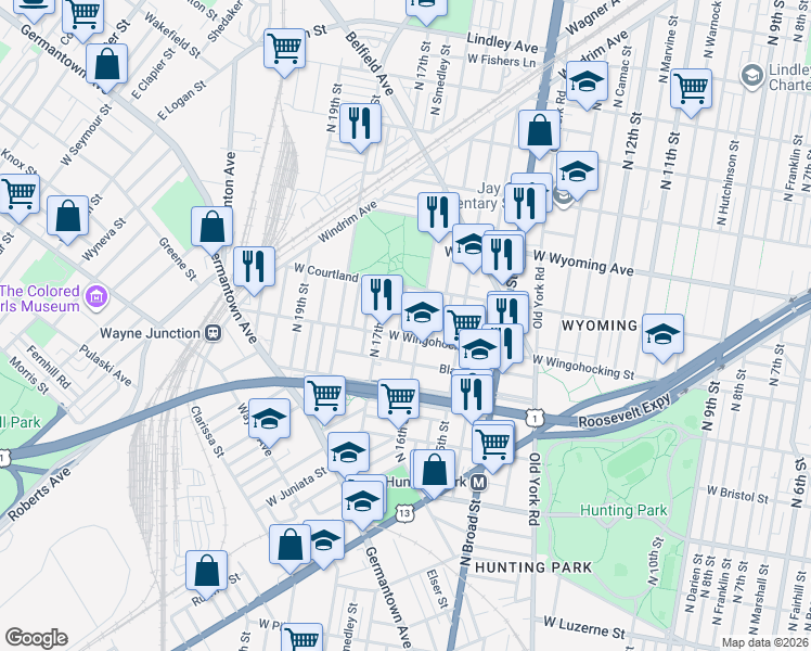map of restaurants, bars, coffee shops, grocery stores, and more near in Philadelphia