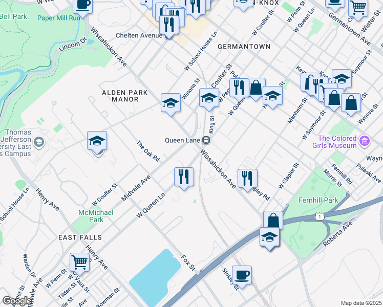 map of restaurants, bars, coffee shops, grocery stores, and more near in Philadelphia