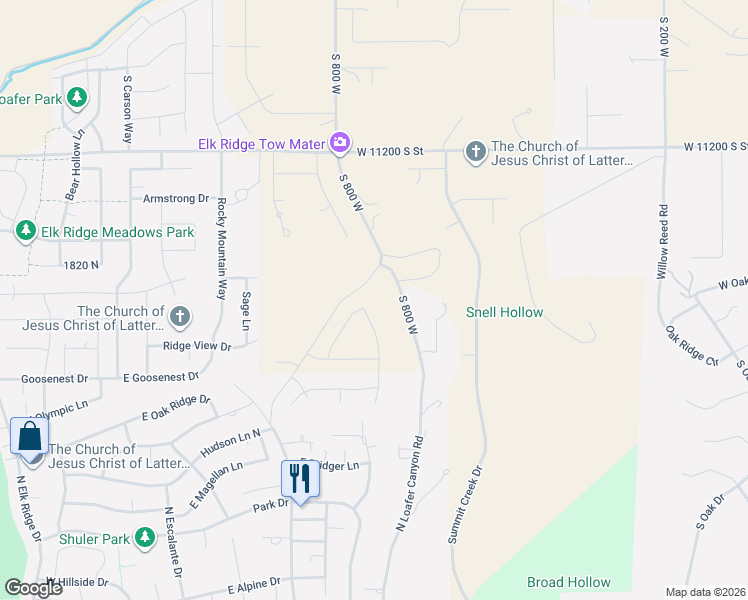 map of restaurants, bars, coffee shops, grocery stores, and more near 11645-11713 Loafer Canyon Rd in Payson