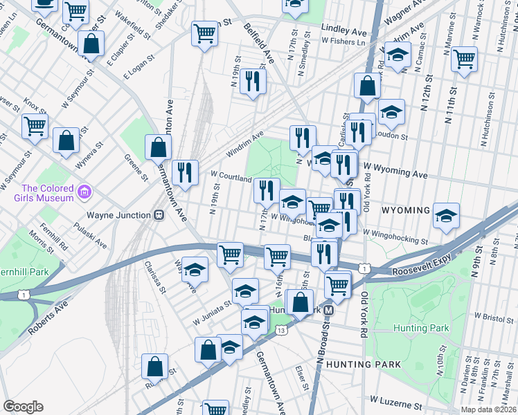 map of restaurants, bars, coffee shops, grocery stores, and more near in Philadelphia