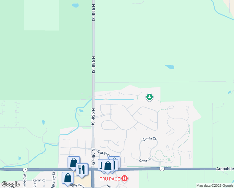 map of restaurants, bars, coffee shops, grocery stores, and more near 2551 Lake Meadow Drive in Lafayette