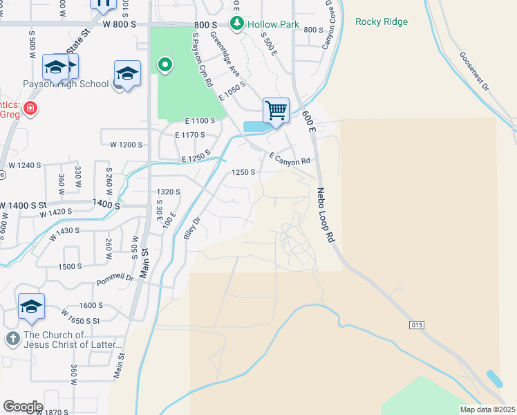 map of restaurants, bars, coffee shops, grocery stores, and more near 1331 500 East in Payson