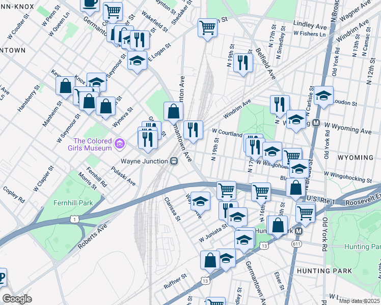 map of restaurants, bars, coffee shops, grocery stores, and more near 2008 West Wingohocking Street in Philadelphia