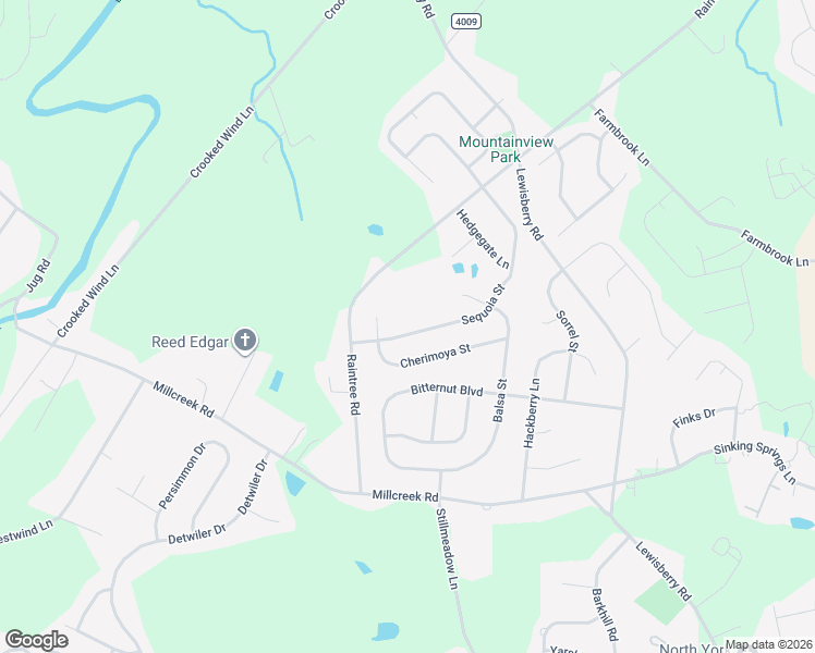 map of restaurants, bars, coffee shops, grocery stores, and more near 1100 Sequoia Street in York