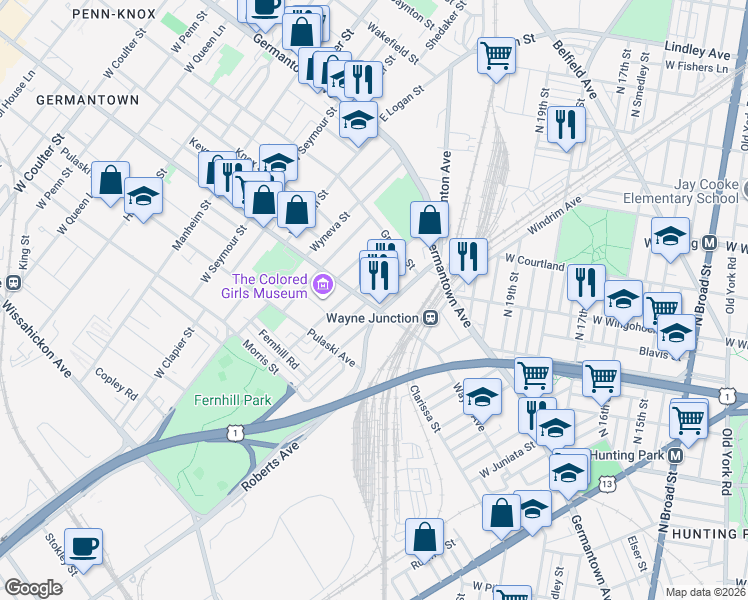 map of restaurants, bars, coffee shops, grocery stores, and more near in Philadelphia