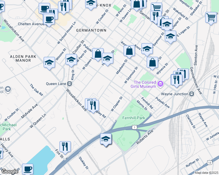 map of restaurants, bars, coffee shops, grocery stores, and more near 5078 McKean Avenue in Philadelphia