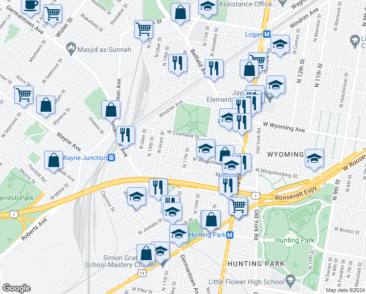 map of restaurants, bars, coffee shops, grocery stores, and more near 4529 North Colorado Street in Philadelphia