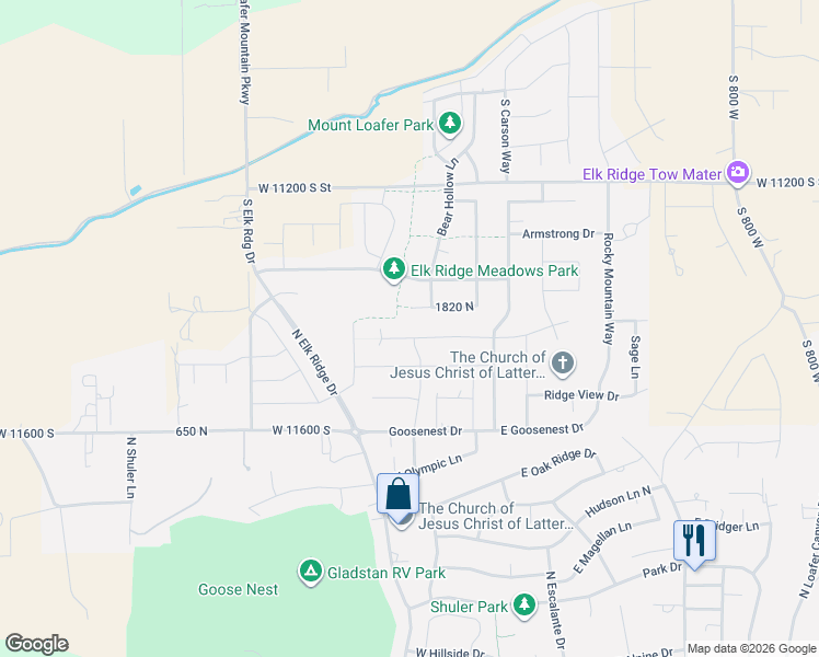 map of restaurants, bars, coffee shops, grocery stores, and more near 194 West Meadow Lark Lane in Elk Ridge