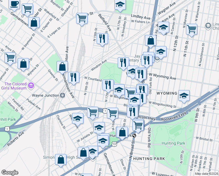 map of restaurants, bars, coffee shops, grocery stores, and more near in Philadelphia