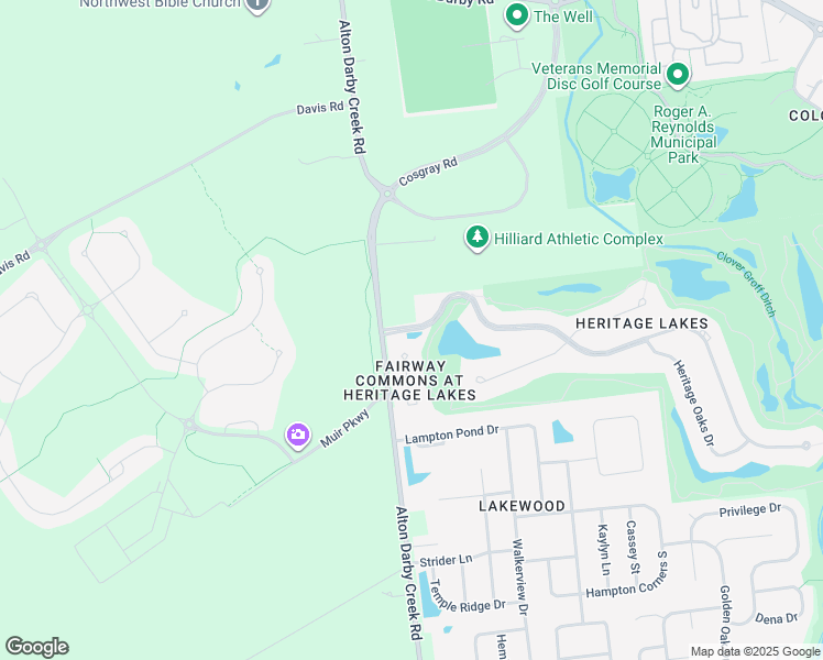 map of restaurants, bars, coffee shops, grocery stores, and more near 6302 Heritage Lakes Drive in Hilliard