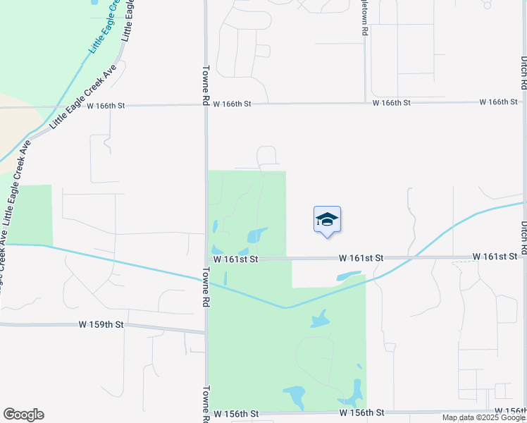map of restaurants, bars, coffee shops, grocery stores, and more near 16233 Brigham Lane in Westfield