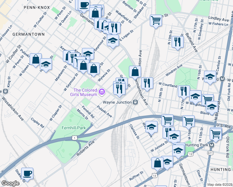 map of restaurants, bars, coffee shops, grocery stores, and more near in Philadelphia