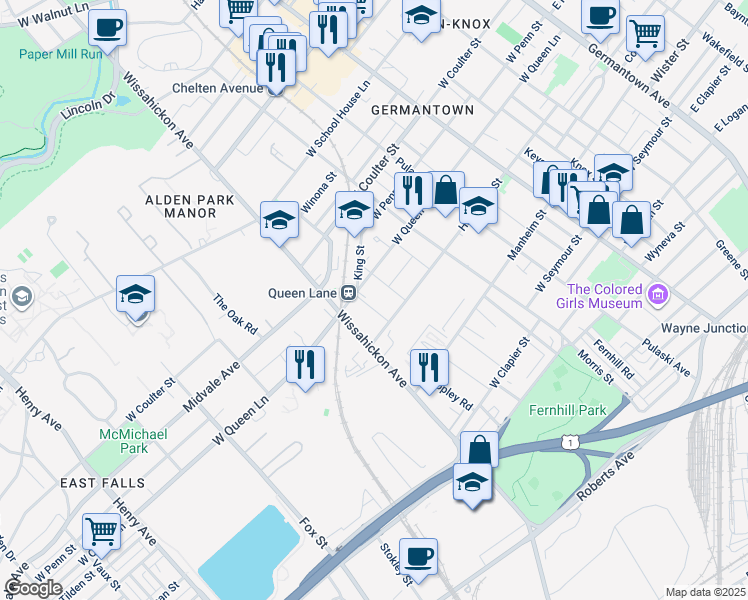 map of restaurants, bars, coffee shops, grocery stores, and more near in Philadelphia