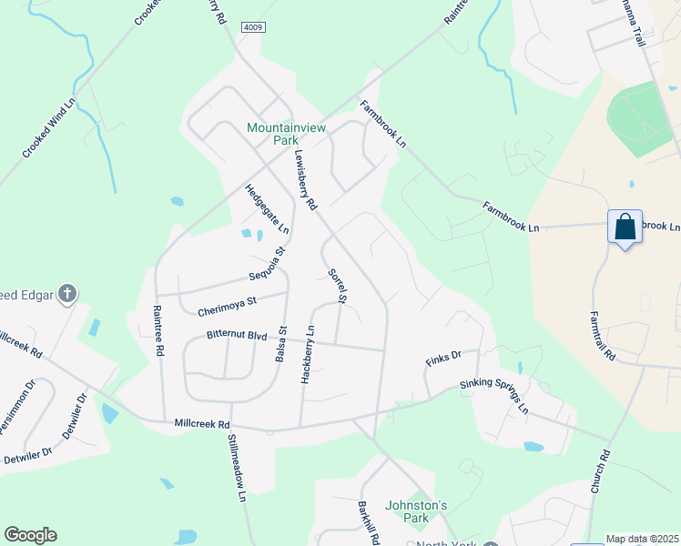 map of restaurants, bars, coffee shops, grocery stores, and more near 3175 Sorrel Street in York