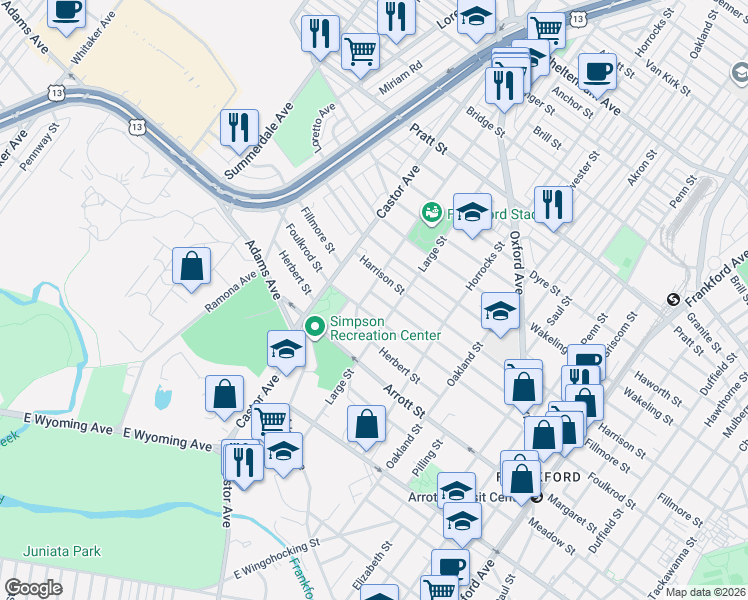 map of restaurants, bars, coffee shops, grocery stores, and more near 1018 Fillmore Street in Philadelphia