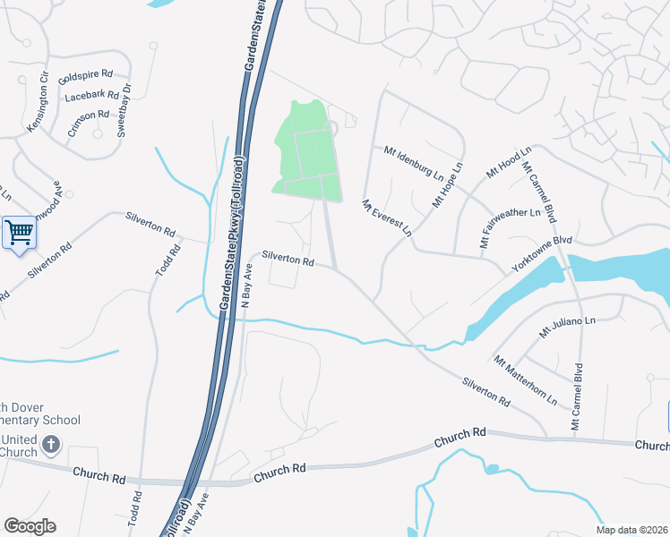 map of restaurants, bars, coffee shops, grocery stores, and more near 1722 Silverton Road in Toms River