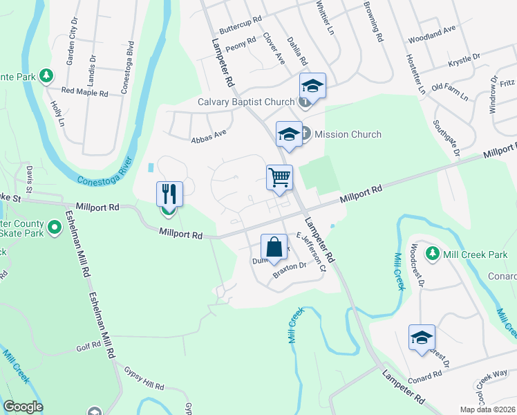 map of restaurants, bars, coffee shops, grocery stores, and more near 12 Kennedy Street in Lancaster